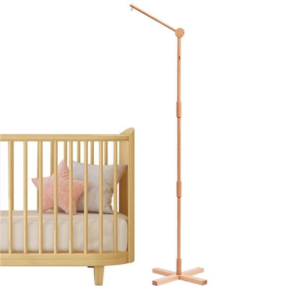 Wooden Floor-Standing Crib Mobile Arm 61 Inches, Movable Baby Mobile Hanger - Picture 1 of 6